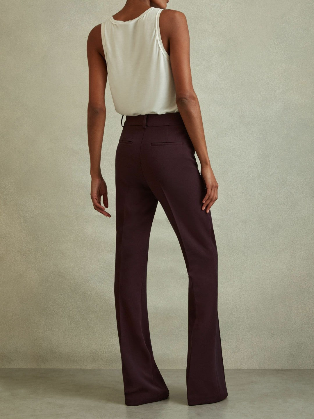 Petite Flared Suit Trousers in Berry