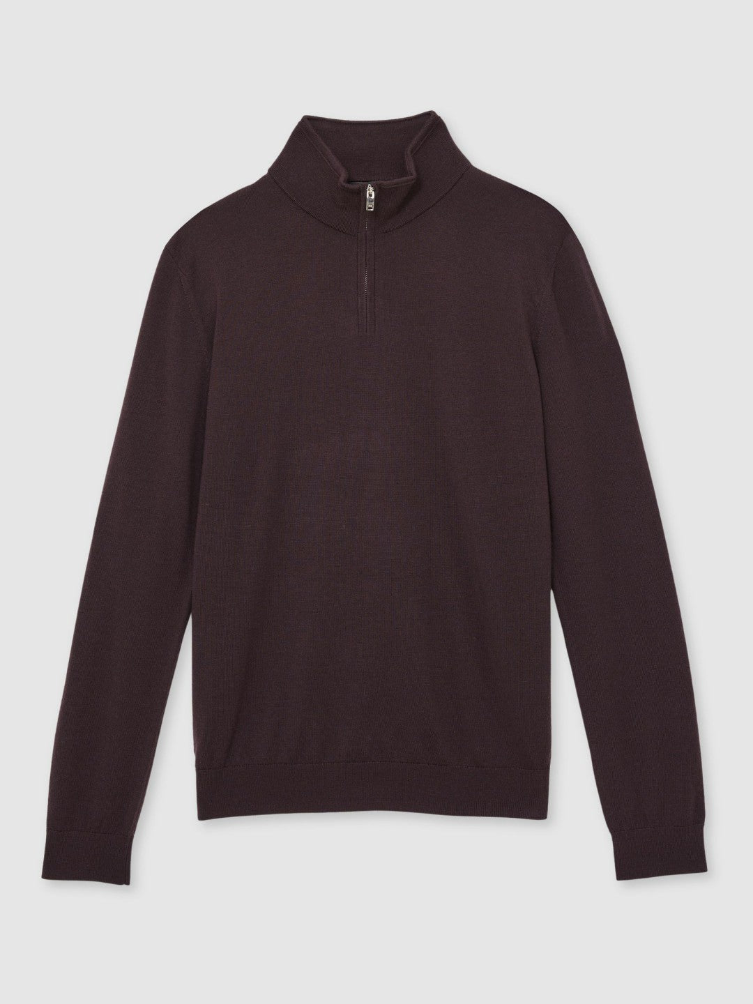 Merino Wool Half-Zip Jumper in Dark Bordeaux