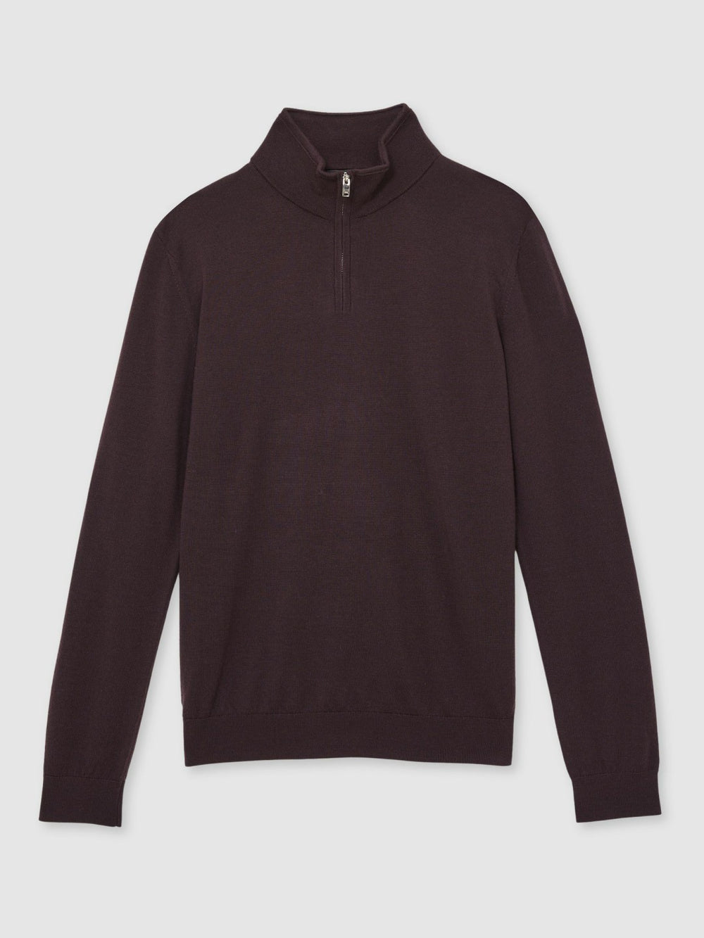 Merino Wool Half-Zip Jumper in Dark Bordeaux