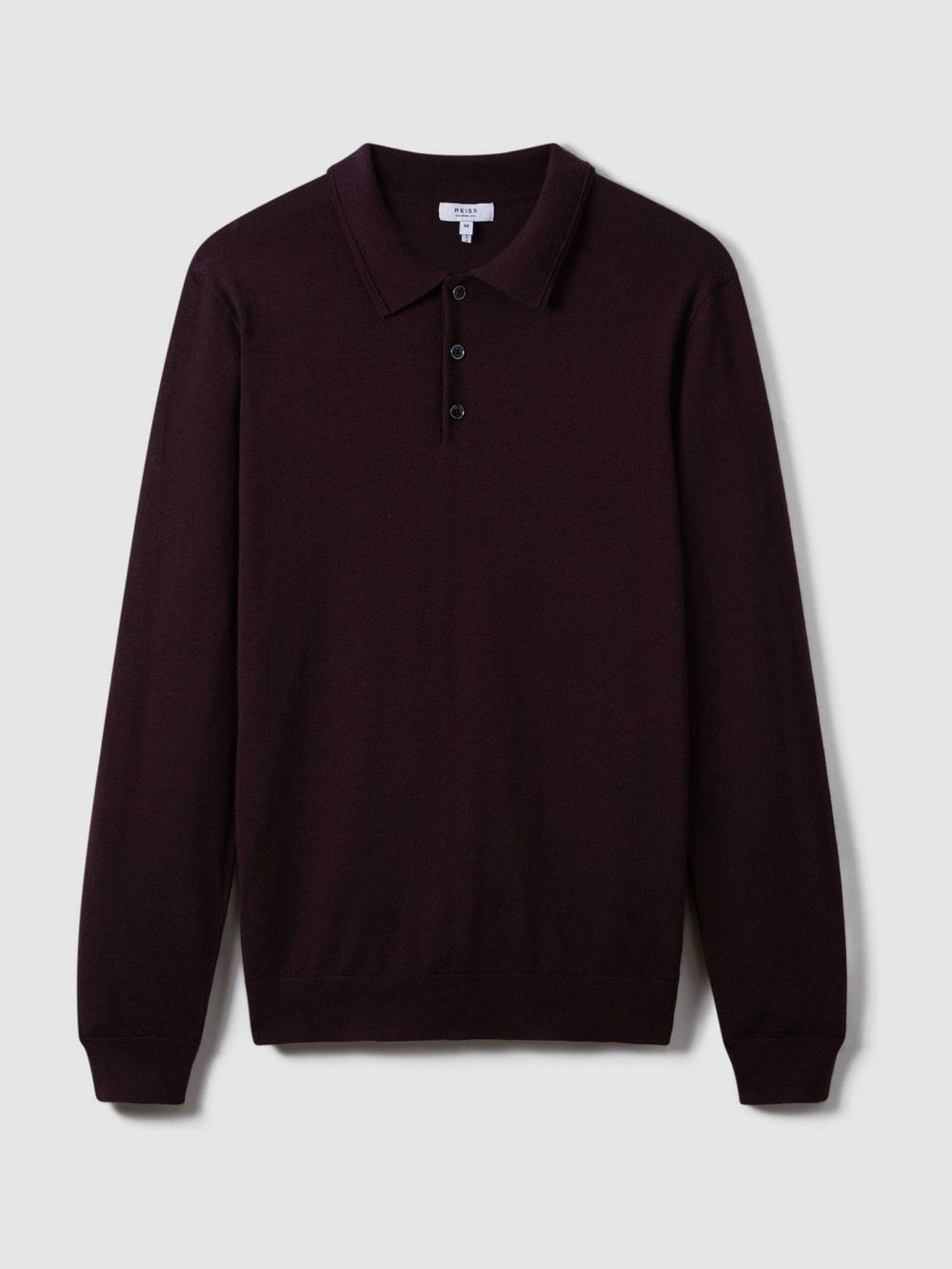 Merino Wool Polo Shirt in Dark Bordeaux