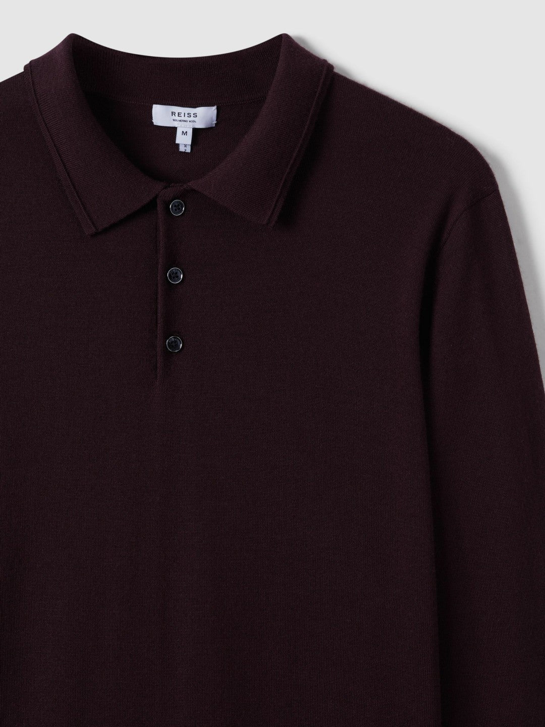 Merino Wool Polo Shirt in Dark Bordeaux