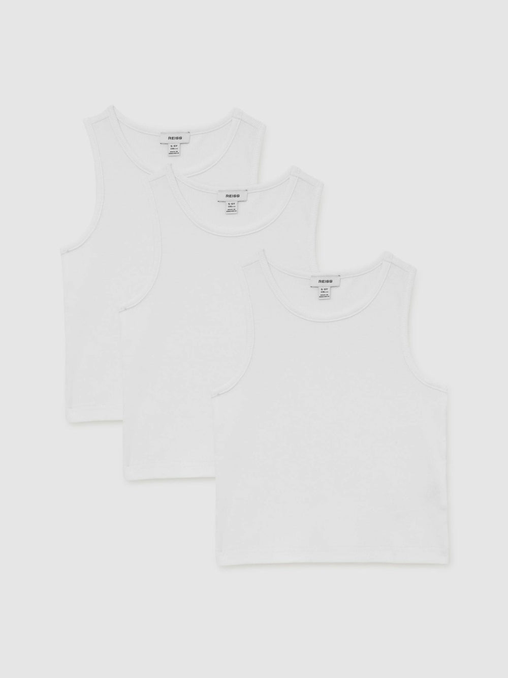 3-9 yrs Cotton Stretch Ribbed Vest 3 Pack in White