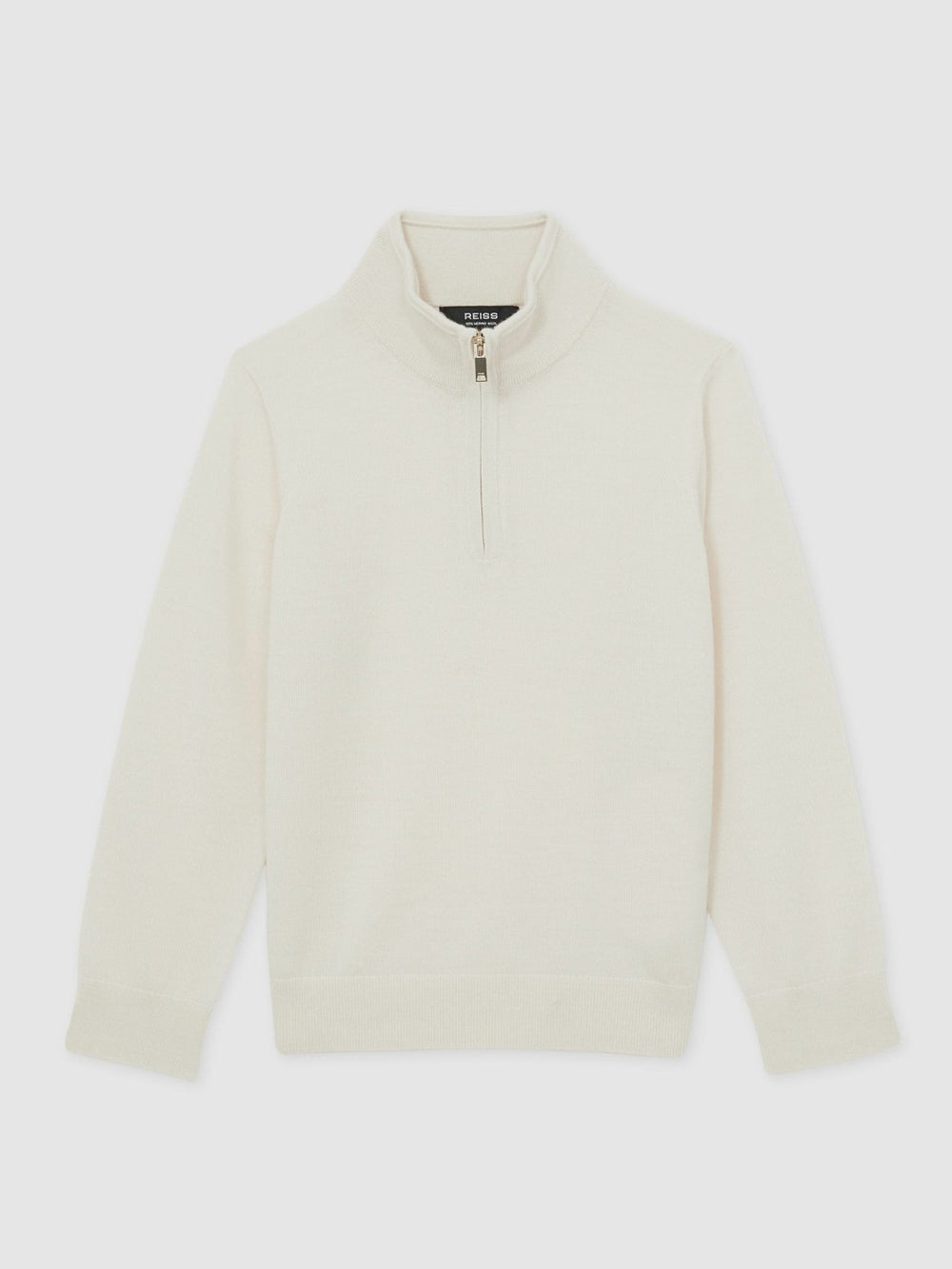 9-13 yrs Merino Wool Half-Zip Funnel Neck Jumper in Snow
