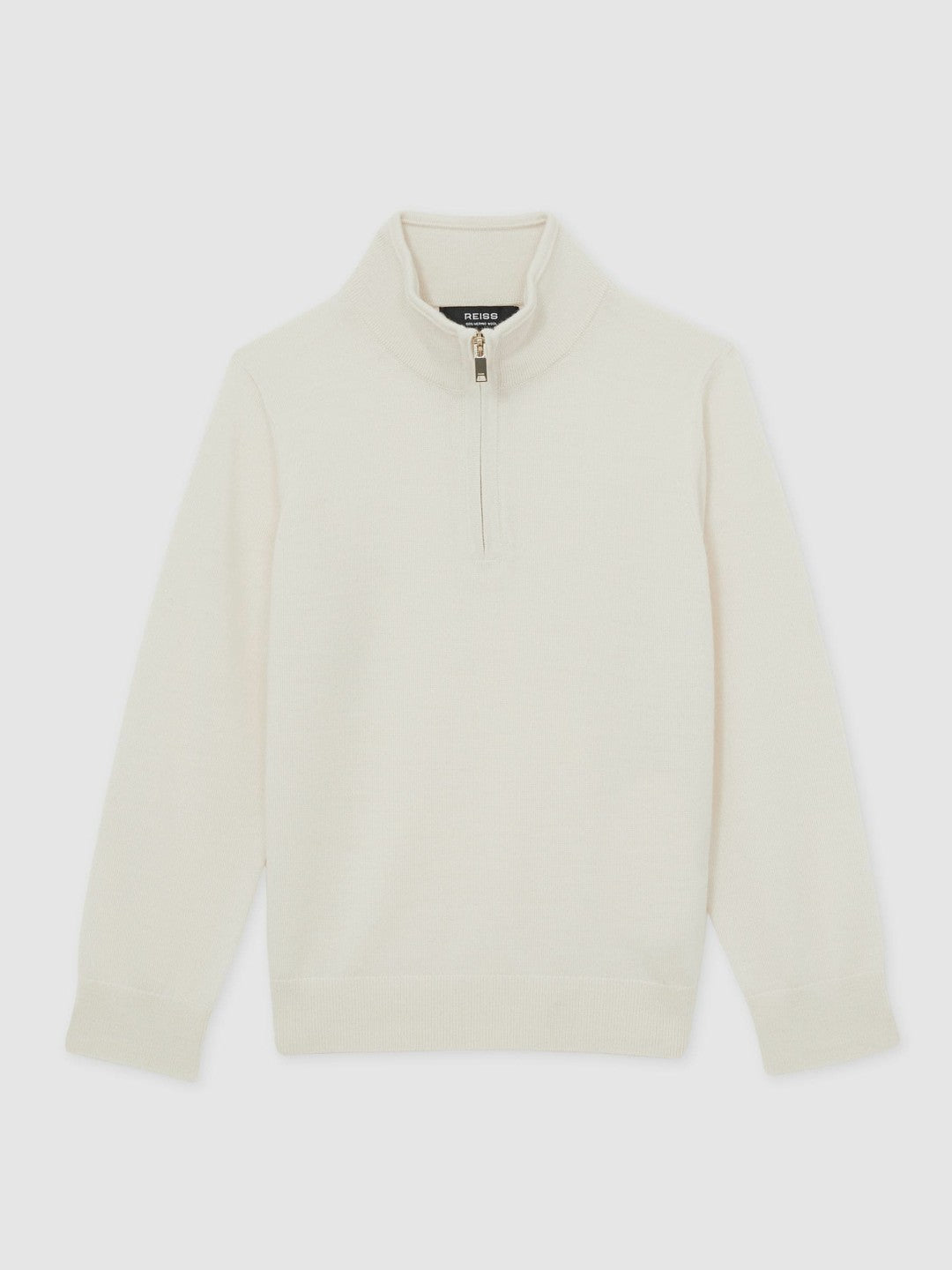 3-9 yrs Merino Wool Half-Zip Funnel Neck Jumper in Snow