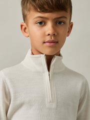 3-9 yrs Merino Wool Half-Zip Funnel Neck Jumper in Snow