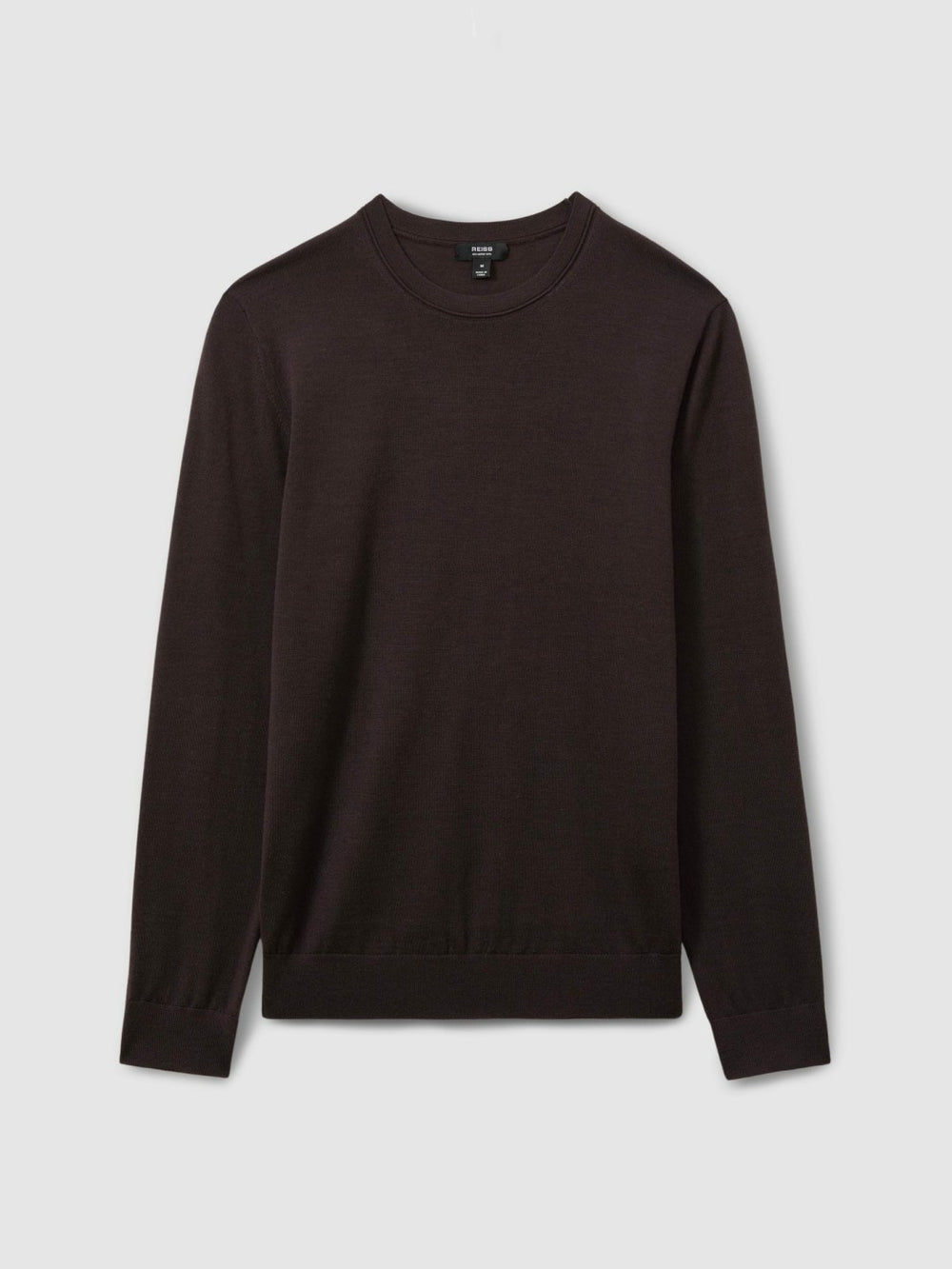Merino Wool Crew Neck Jumper in Dark Bordeaux