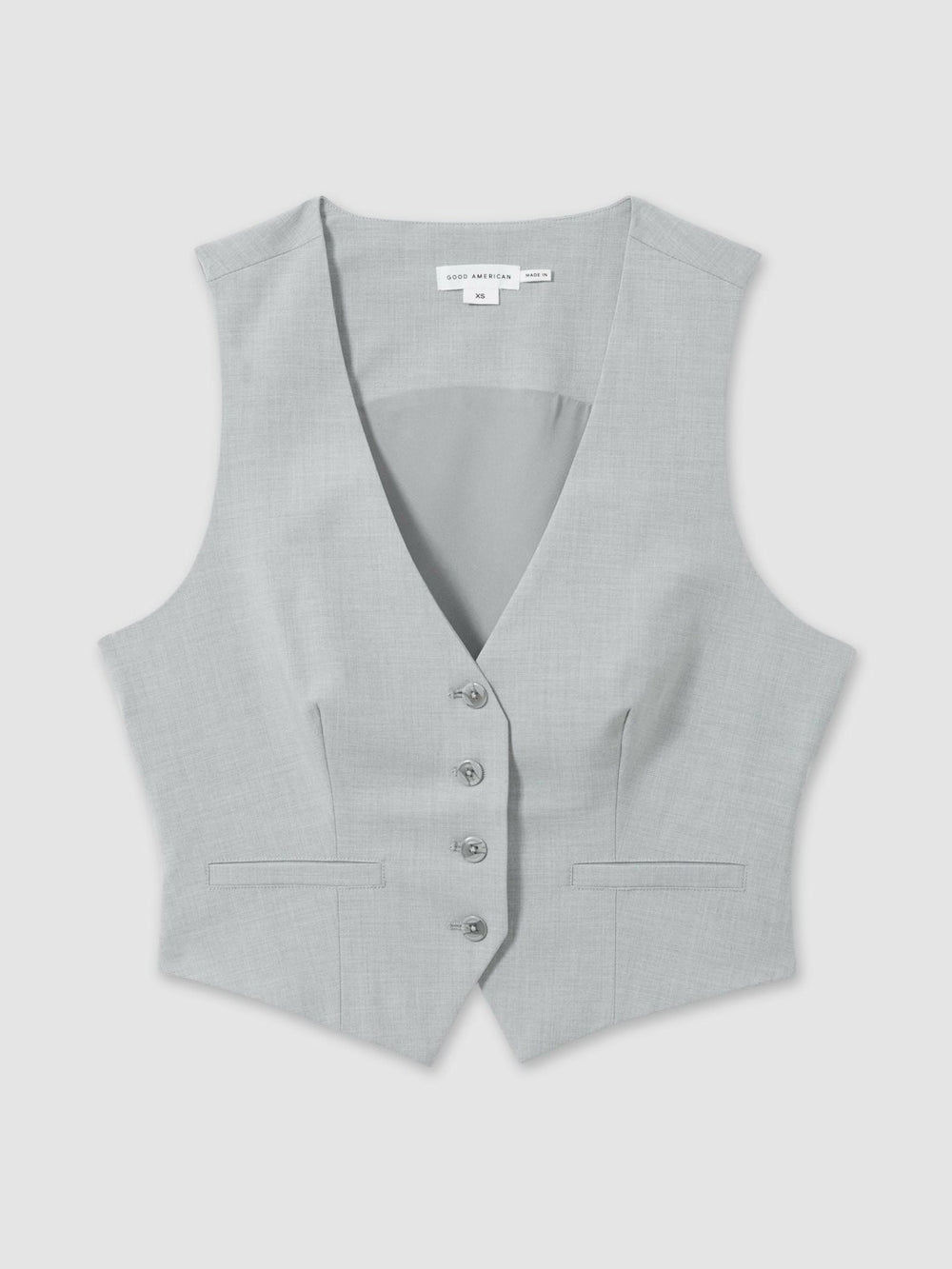 Good American Sharkskin Suit Waistcoat in Heather Grey