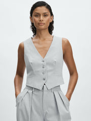 Good American Sharkskin Suit Waistcoat in Heather Grey