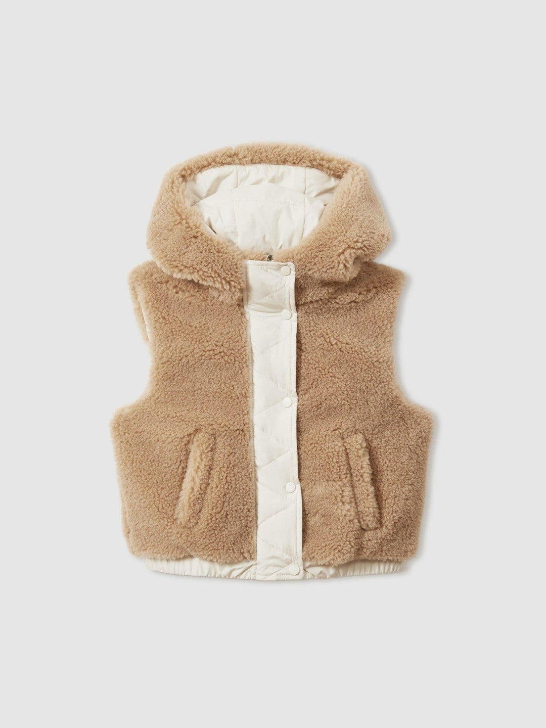 9-13 yrs Reversible Quilted Borg Gilet in Brown