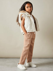 9-13 yrs Reversible Quilted Borg Gilet in Brown