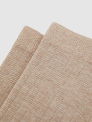 Cotton Blend Ribbed Loafer Socks in Oatmeal