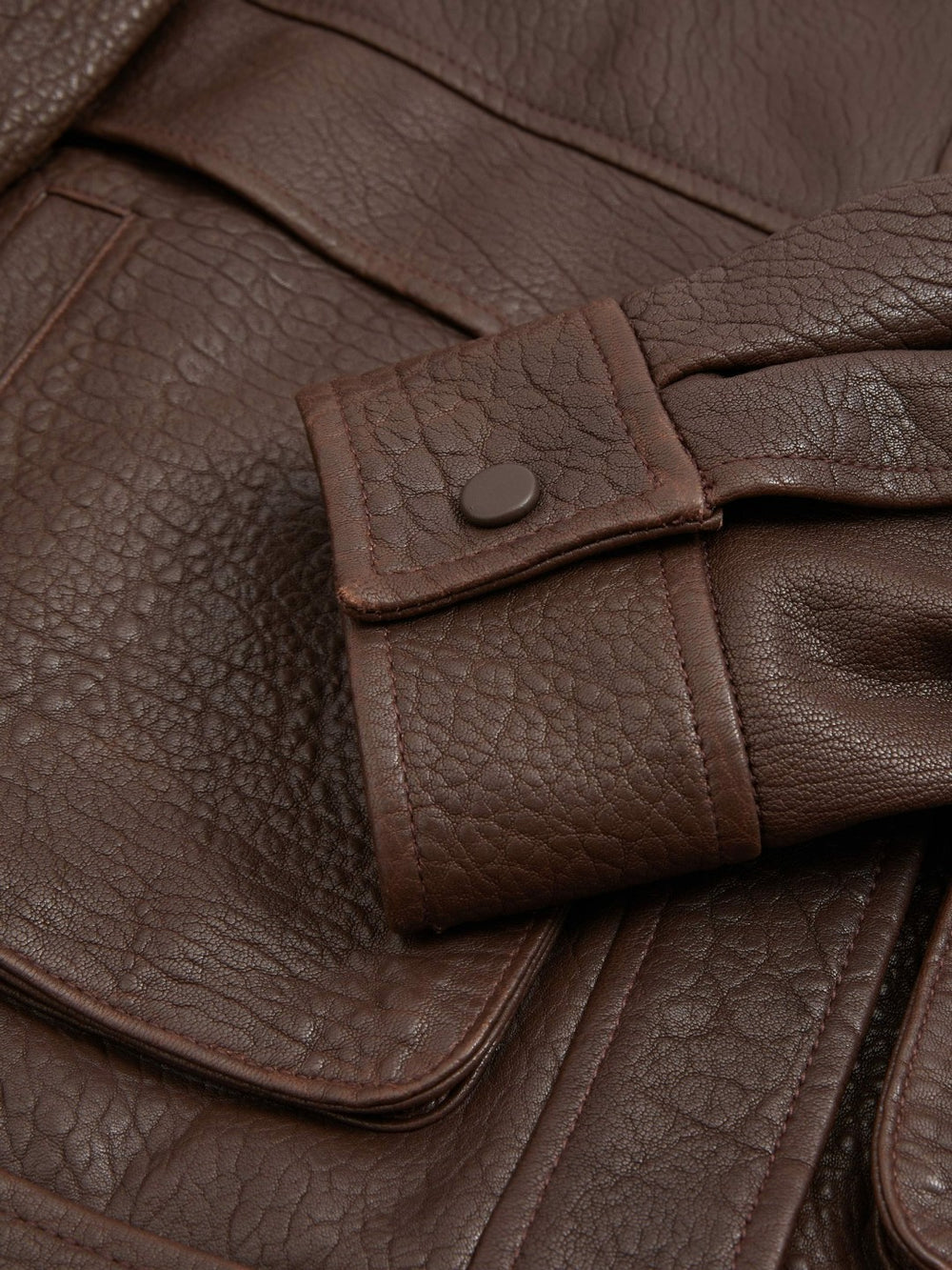 Atelier Grained Leather Jacket in Chocolate