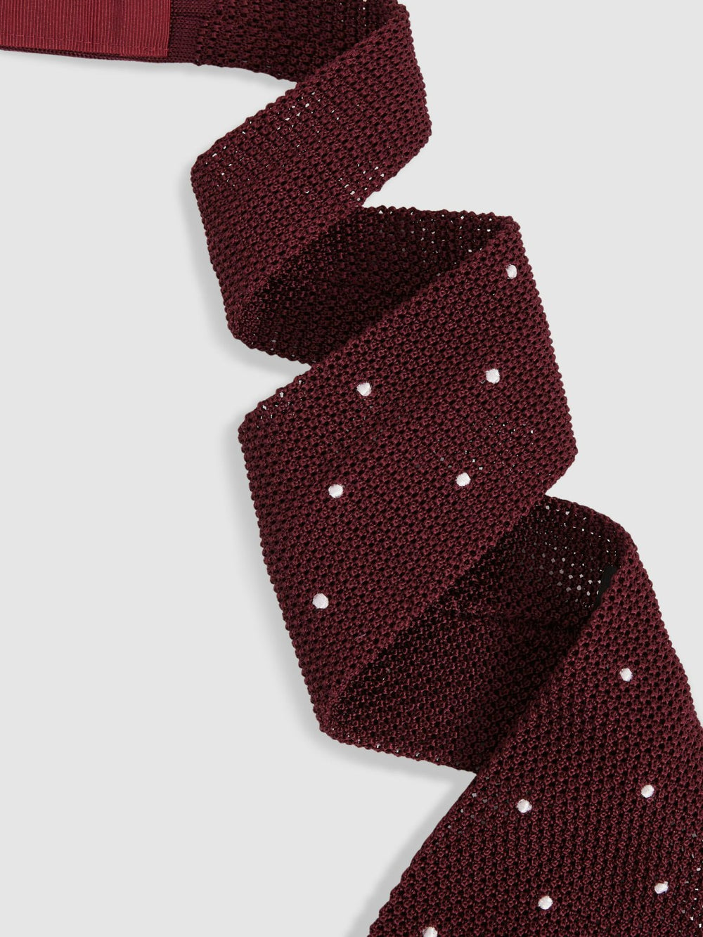 Silk Knitted Pin-Dot Tie in Burgundy