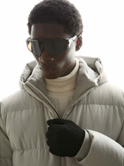 Ribbed-Merino Touchscreen Gloves in Black