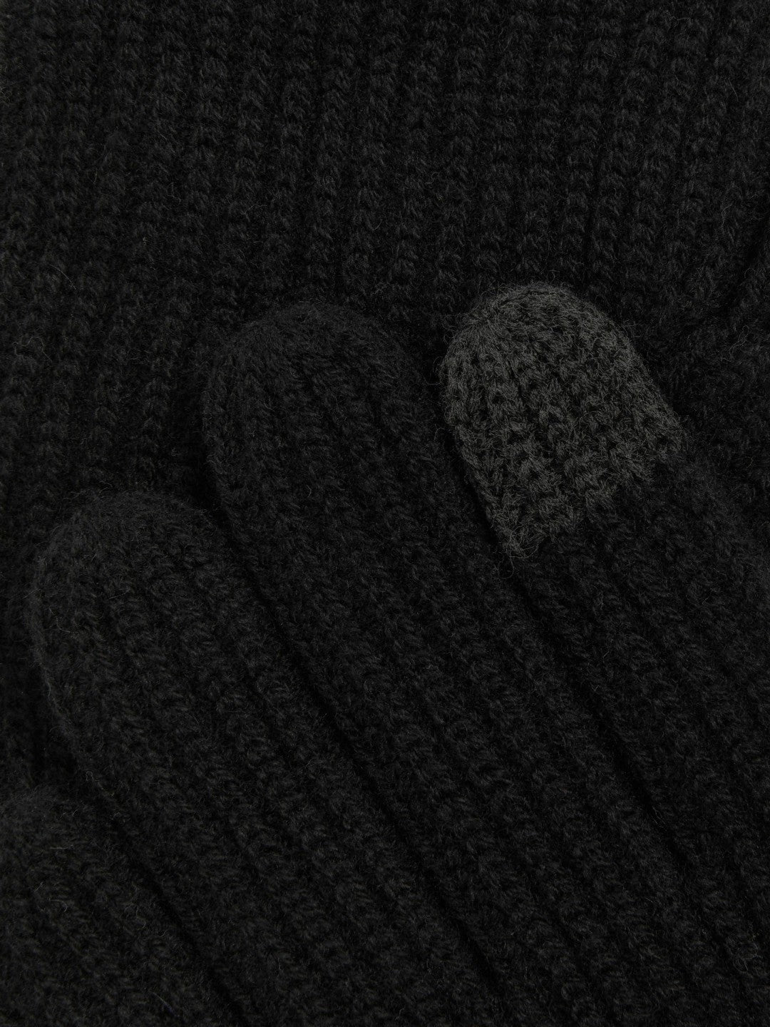 Ribbed-Merino Touchscreen Gloves in Black