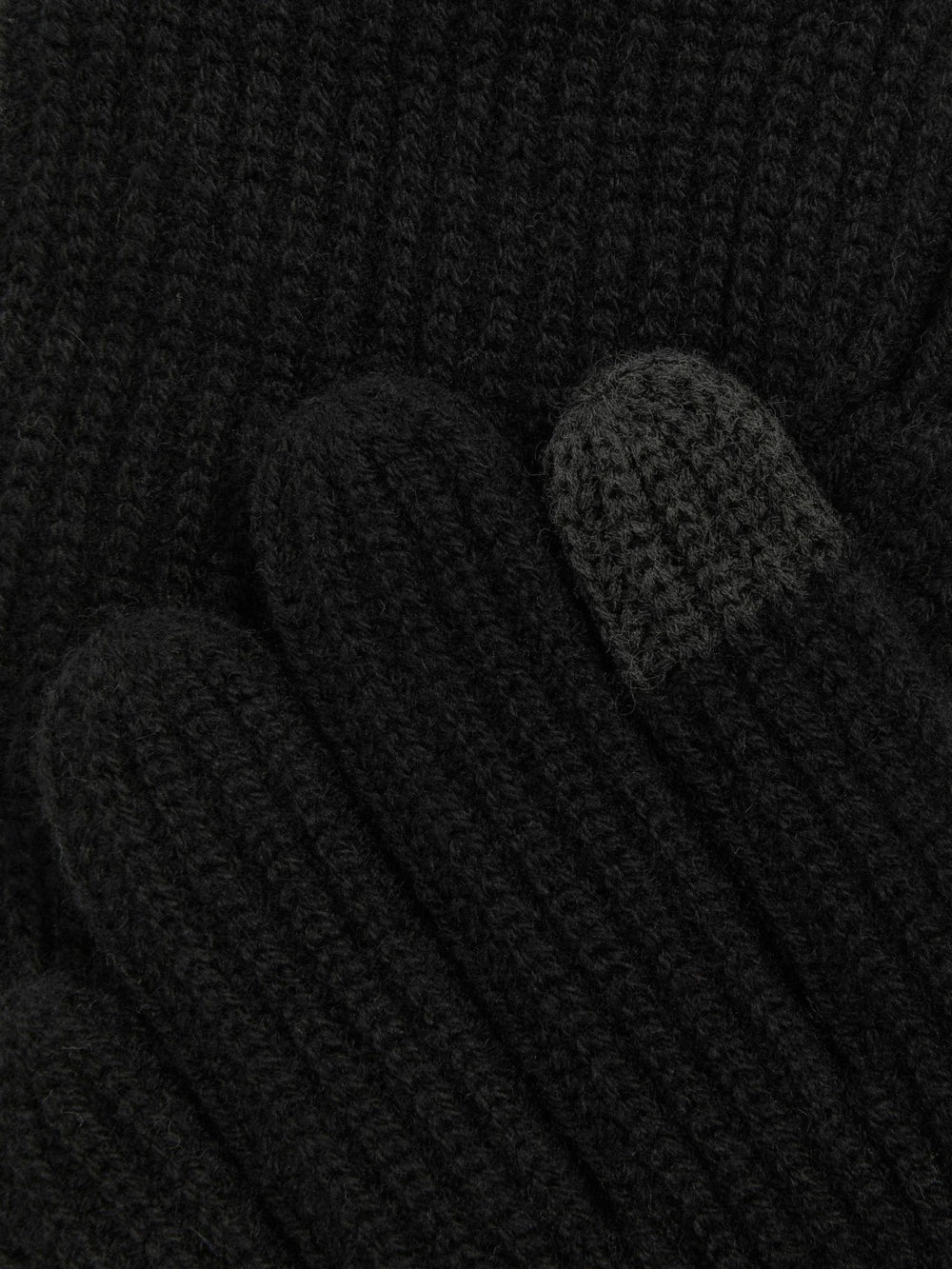 Ribbed-Merino Touchscreen Gloves in Black
