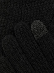 Ribbed-Merino Touchscreen Gloves in Black