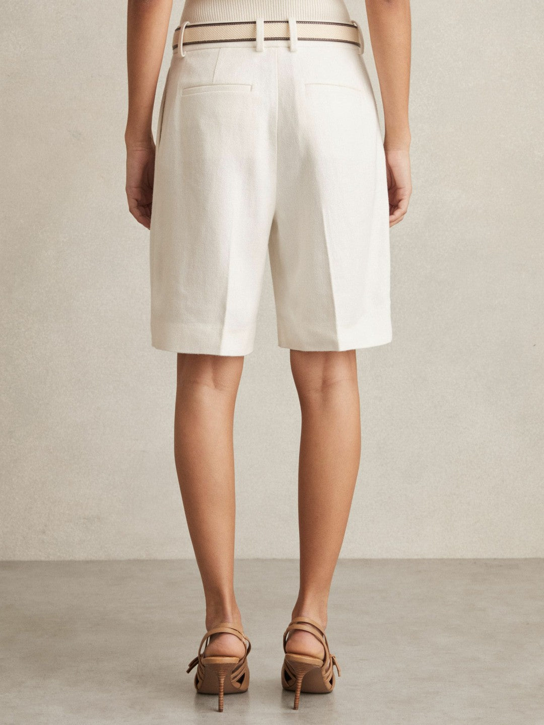 Petite Linen-Blend Bermuda Shorts in White