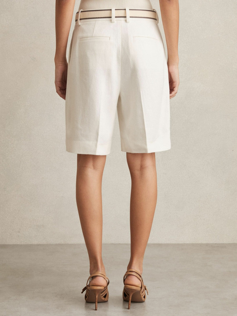 Petite Linen-Blend Bermuda Shorts in White