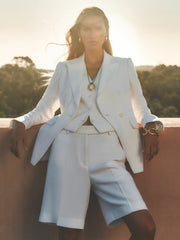 Linen-Blend Bermuda Shorts in White