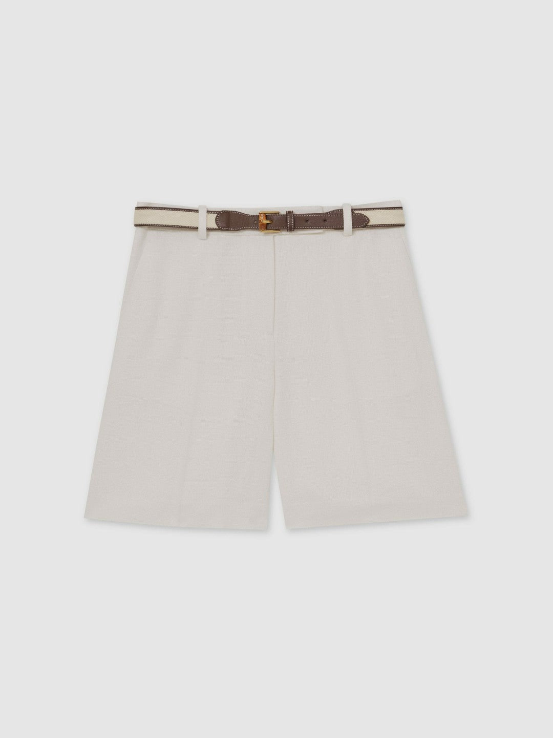 Linen-Blend Bermuda Shorts in White