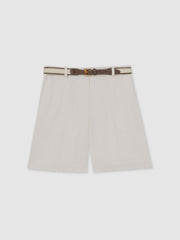 Linen-Blend Bermuda Shorts in White