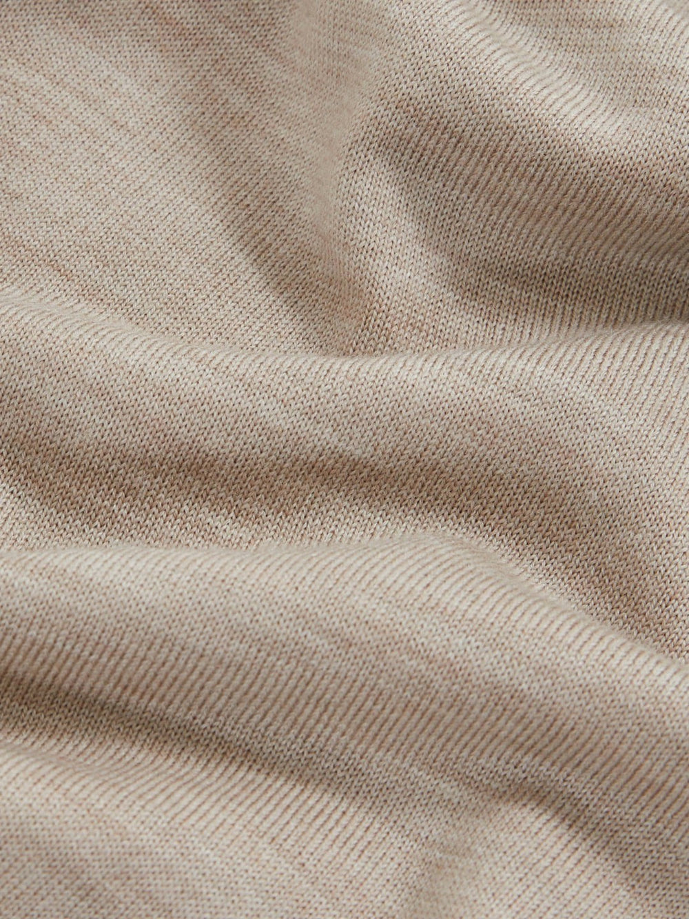 Merino Wool Open Collar Polo Shirt in Wheat Melange