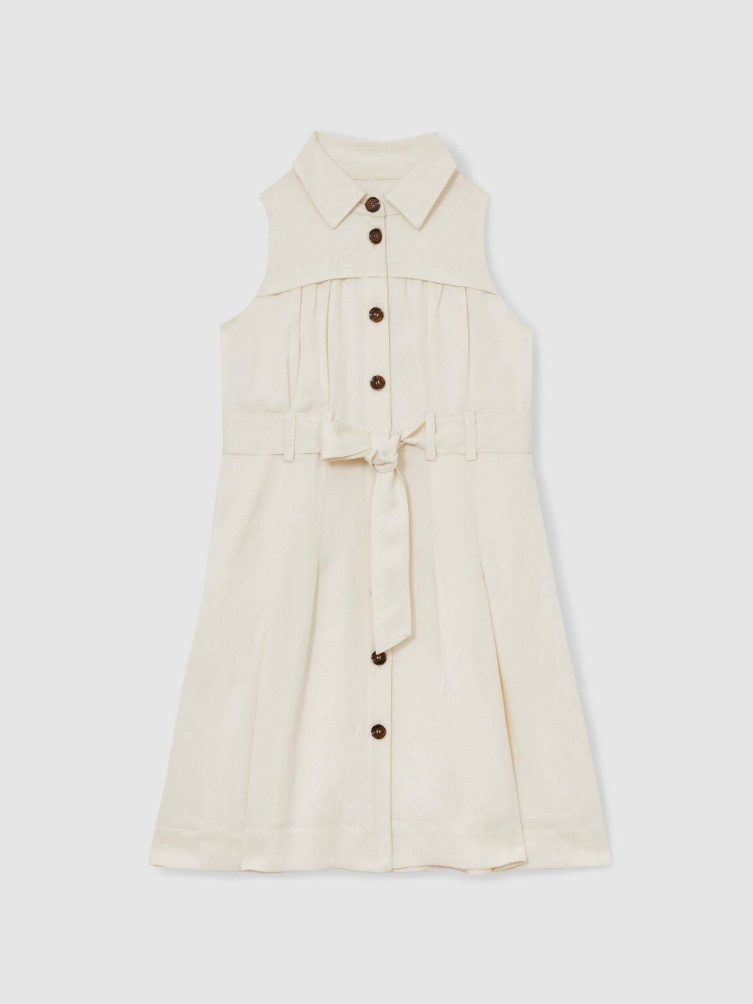 4-9 yrs Tie-Waist Collared Dress in Ivory