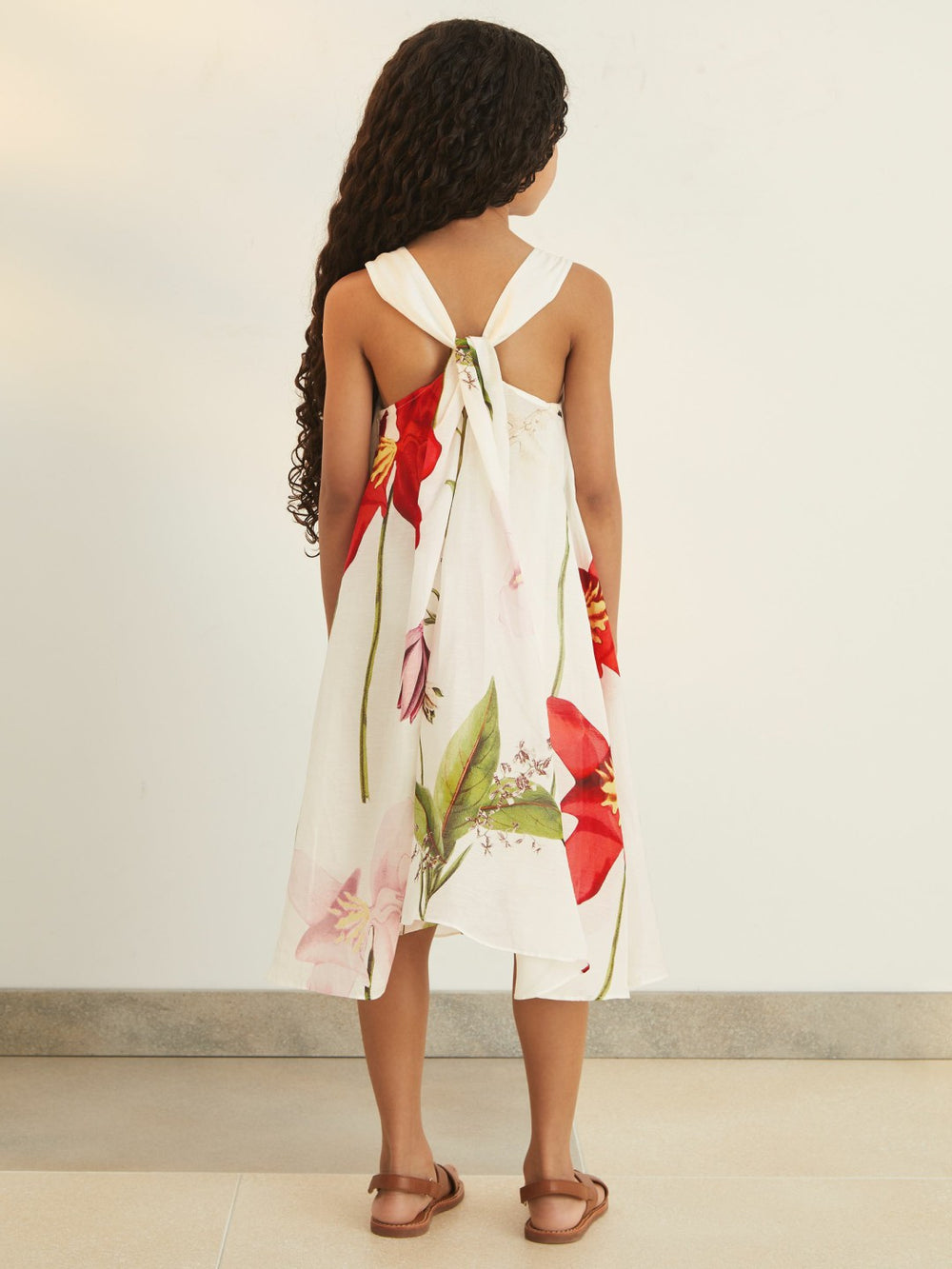 4-9 yrs  | NYBG Floral Maxi Dress With Linen in Ivory