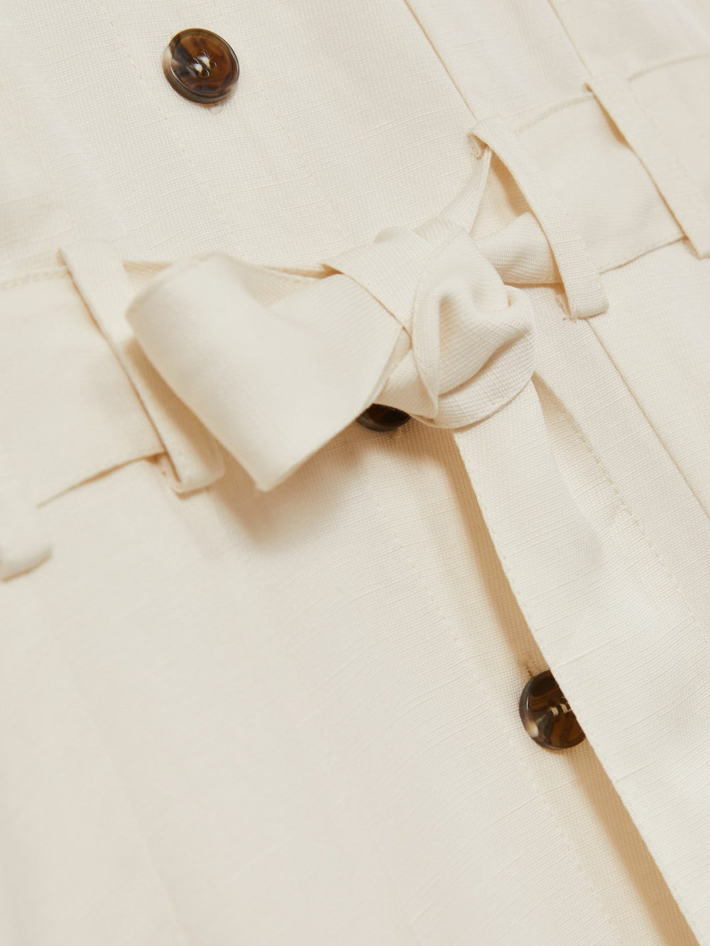 9-13 yrs Tie-Waist Collared Dress in Ivory