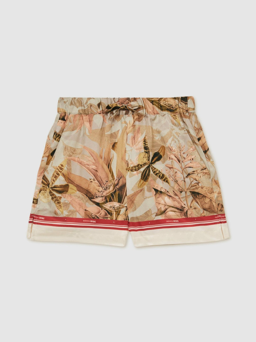 13-14 yrs  | NYBG Satin Floral-Print Shorts in Khaki