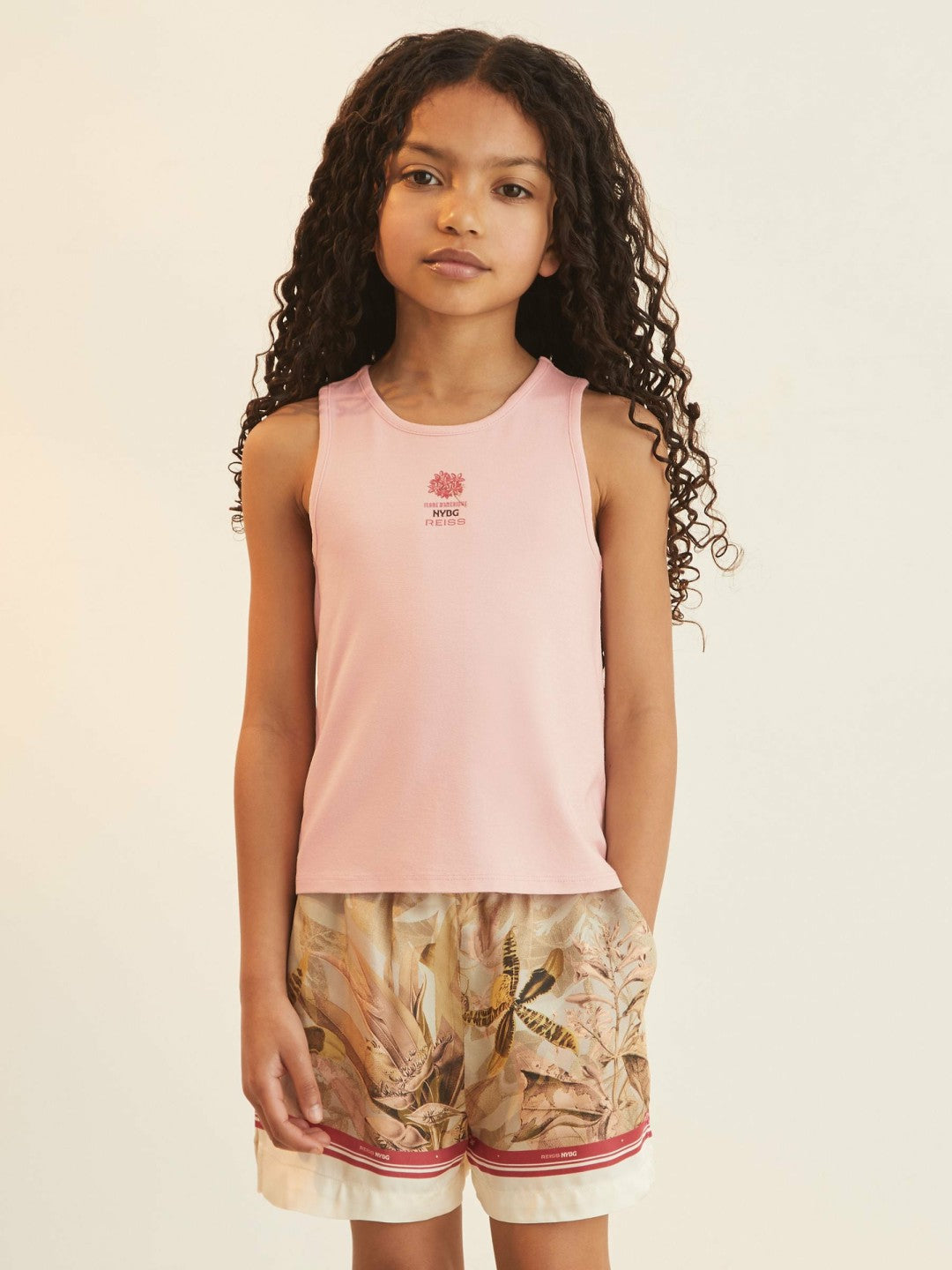 9-13 yrs  | NYBG Satin Floral-Print Shorts in Khaki