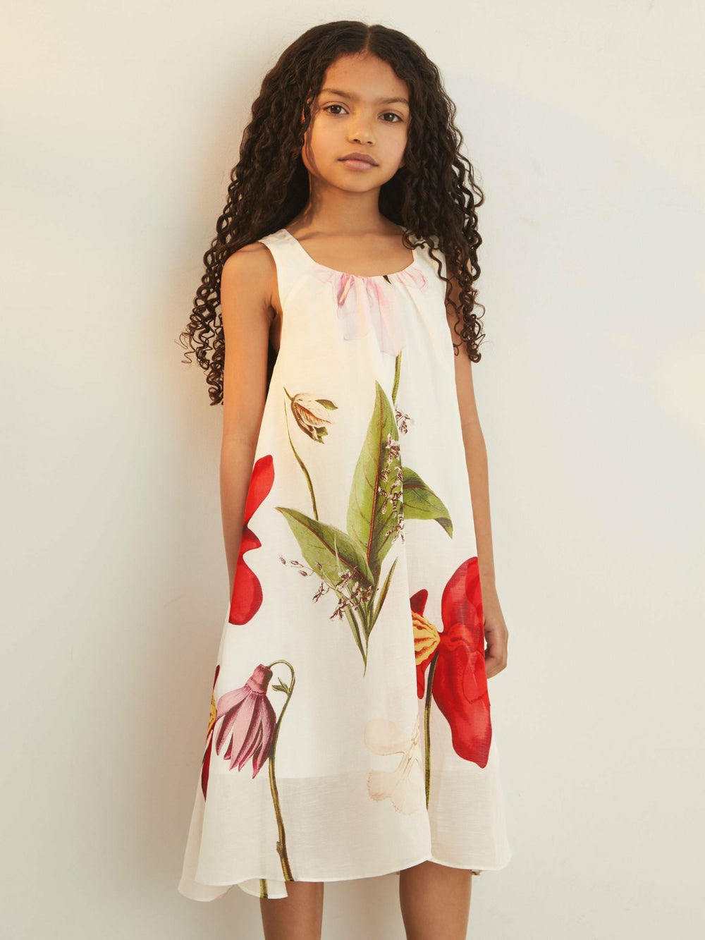 9-13 yrs  | NYBG Floral Maxi Dress With Linen in Ivory
