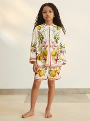 13-14 yrs  | NYBG Satin Floral-Print Shirt in Ivory