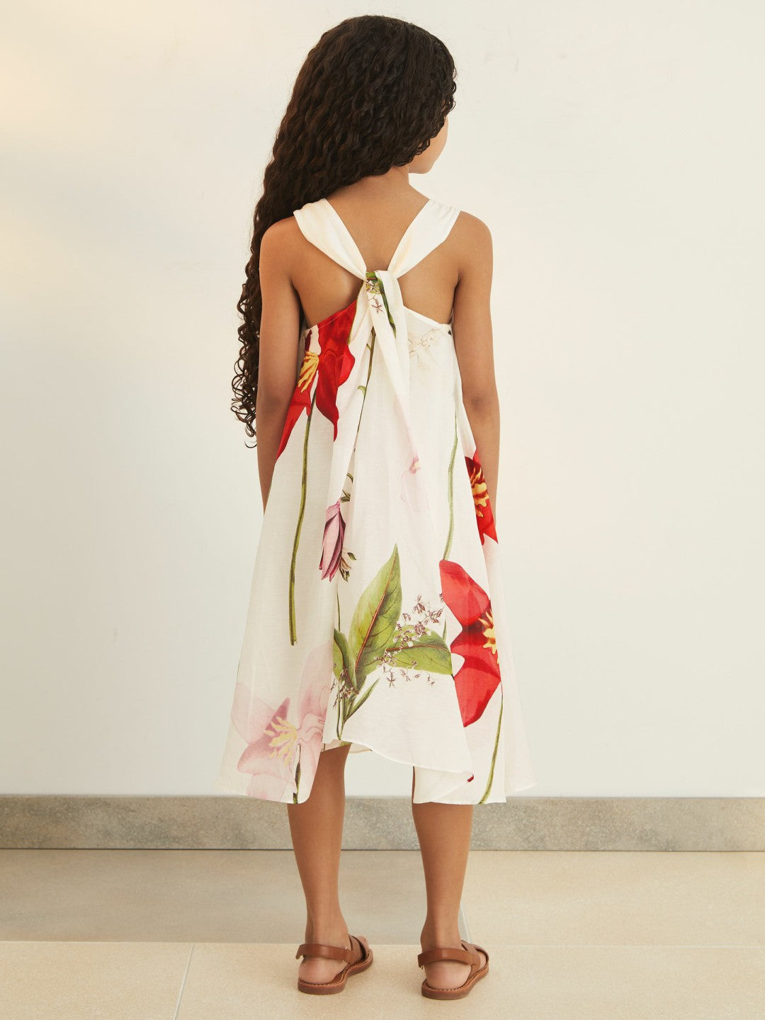 13-14 yrs  | NYBG Floral Maxi Dress With Linen in Ivory