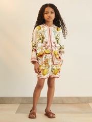 4-9 yrs  | NYBG Satin Floral-Print Shorts in Ivory