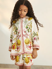 4-9 yrs  | NYBG Satin Floral-Print Shirt in Ivory