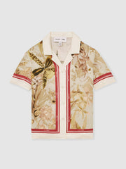 4-9 yrs  | NYBG Satin Floral-Print Shirt in Khaki