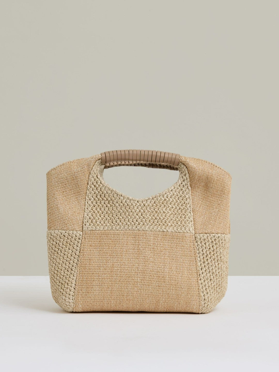 Raffia Patchwork Clutch Bag in Natural