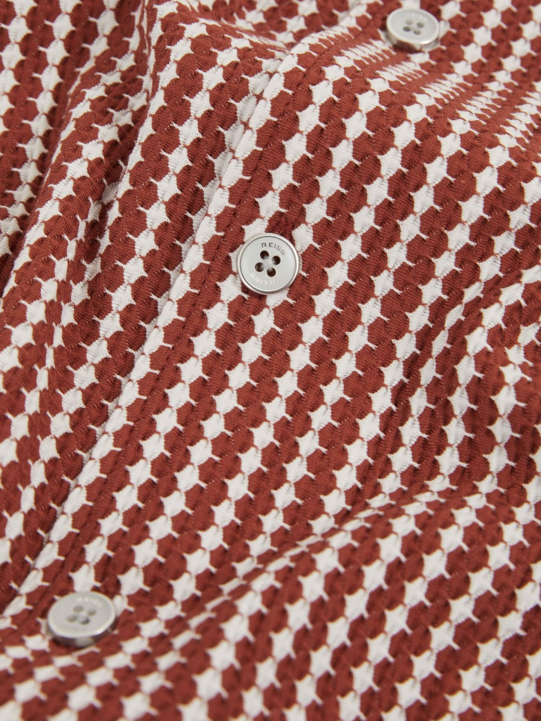 Textured-Stripe Cuban-Collar Shirt in Rust Red/White