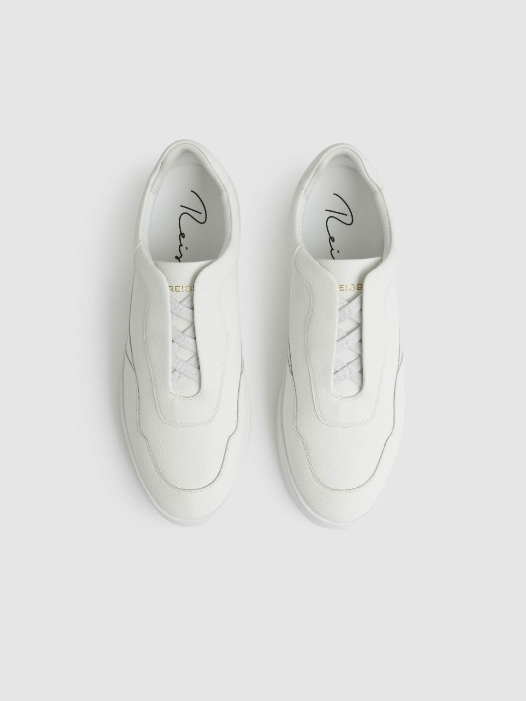 Leather Elasticated-Lace Trainers in White