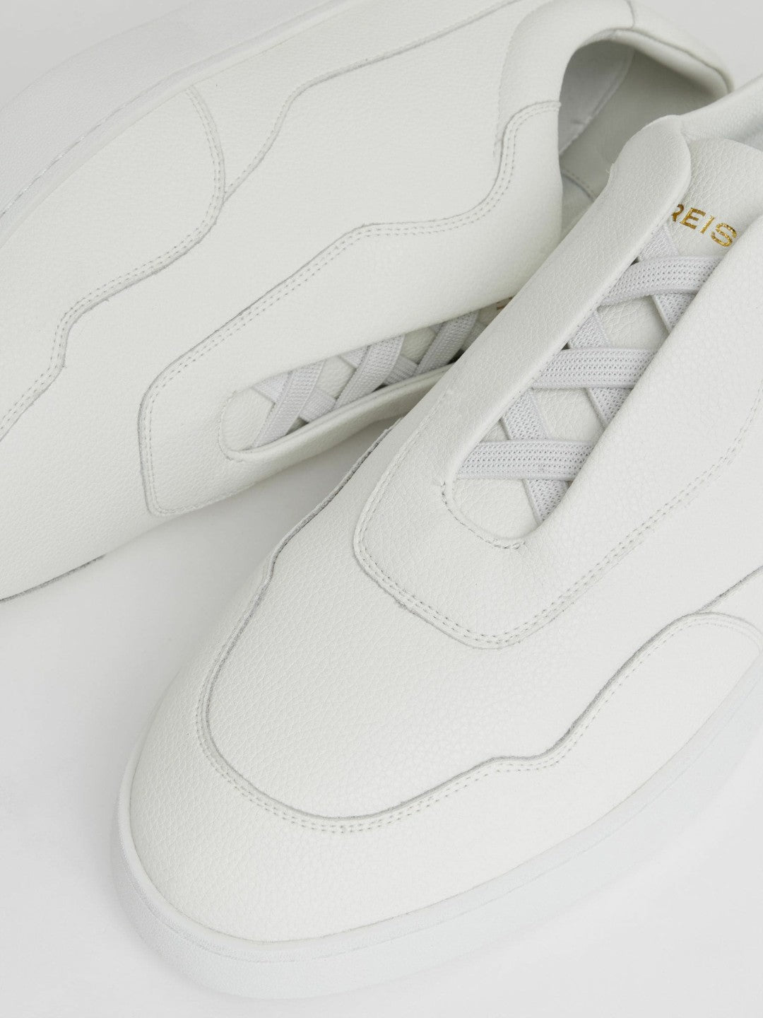 Leather Elasticated-Lace Trainers in White