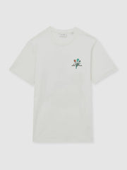 Les Deux 100% Cotton Café Print T-Shirt in Ivory Print