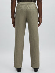 Les Deux Drawstring Trousers in Green/Ivory