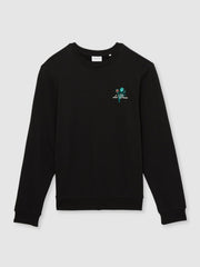 Les Deux Cotton Café Sweatshirt in Black Print