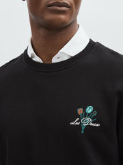 Les Deux Cotton Café Sweatshirt in Black Print