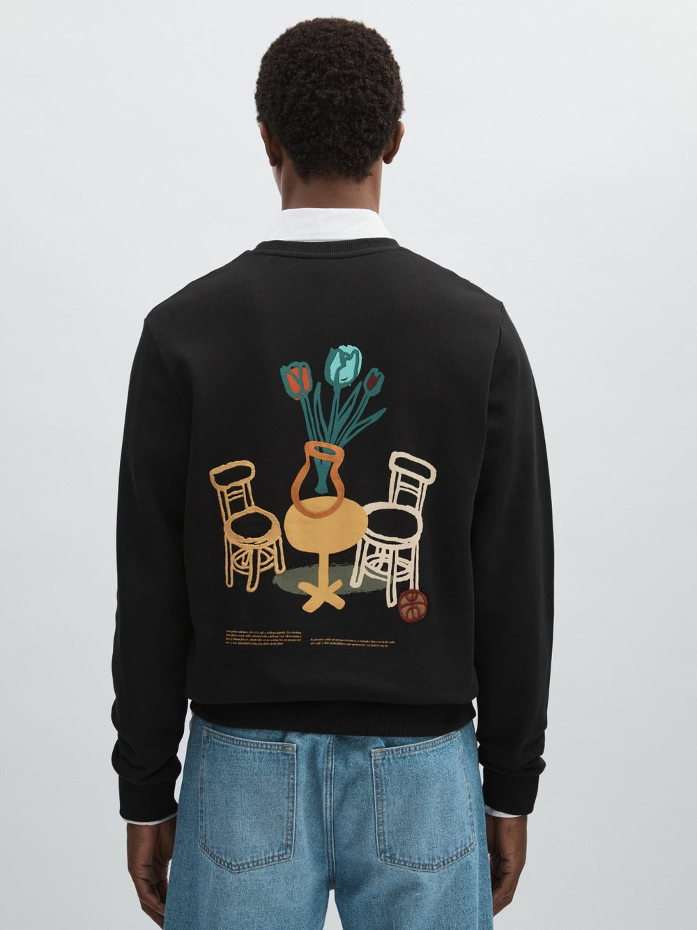 Les Deux Cotton Café Sweatshirt in Black Print