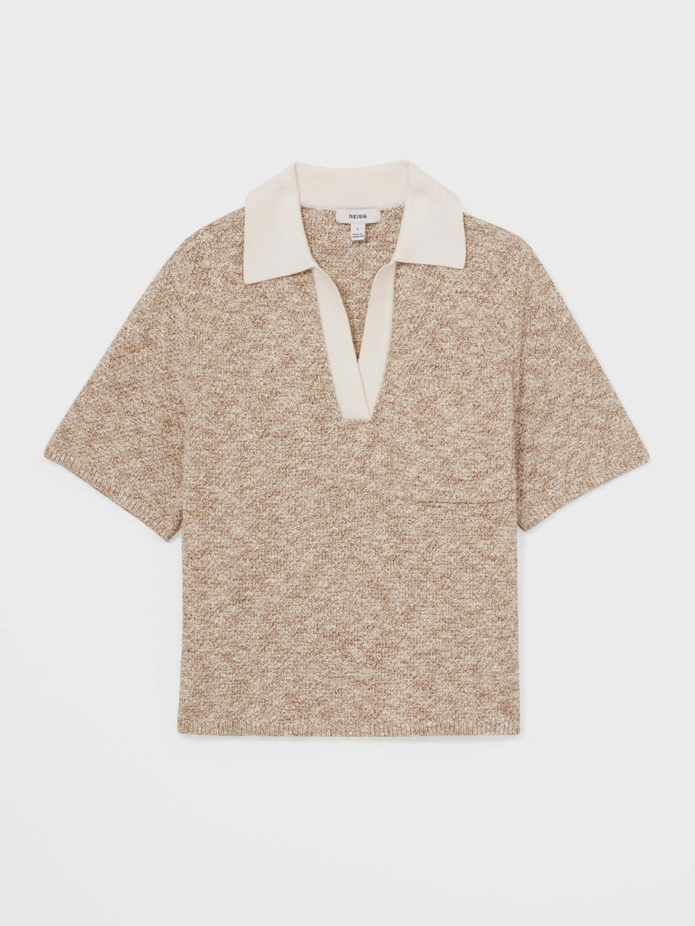 Cotton-Blend Knit Polo Shirt in Neutral