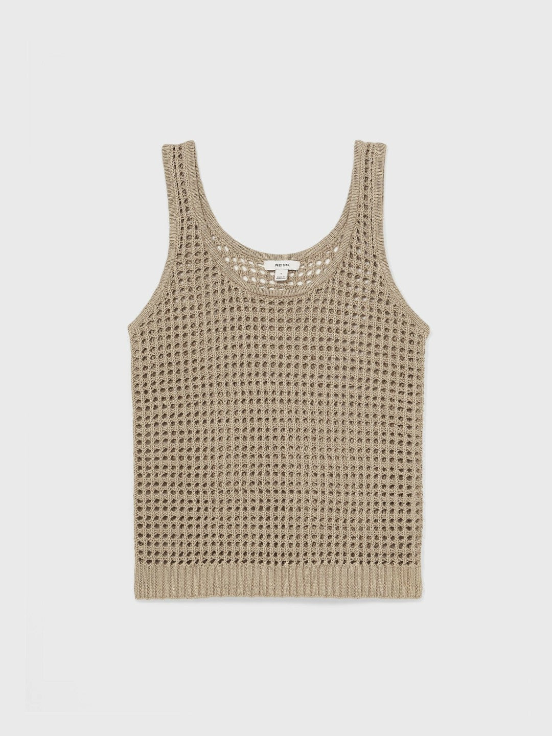 Linen Open Knit Vest in Stone