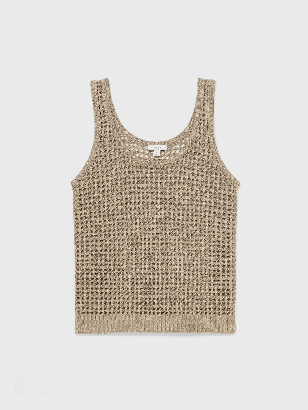 Linen Open Knit Vest in Stone
